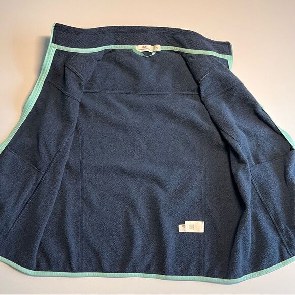 Vineyard Vines Navy Fleece with Teal Trim Vest, Size XL Girls - Picture 8 of 9
